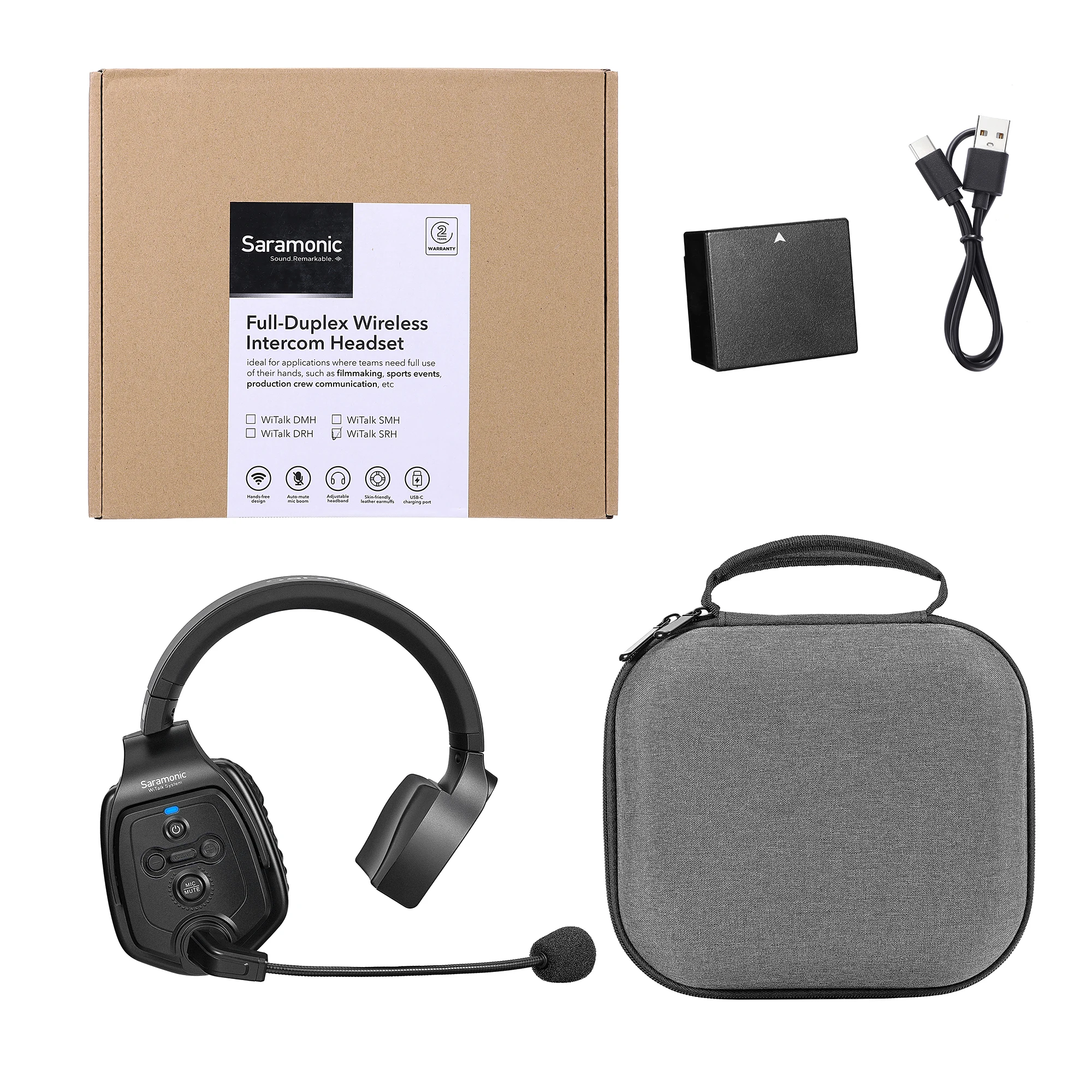Wireless Microphone Saramonic WiTalk SRH Single-ear Remote Headset for WiTalk 1.9GHz Full-Duplex Communication Wireless Intercom Headsets Microphone