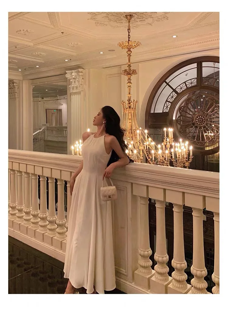 France Vintage Evening Party Long Dresses for Women Solid Sleeveless A-line Princess Wedding Prom Robe New Spring Vestido Mujer