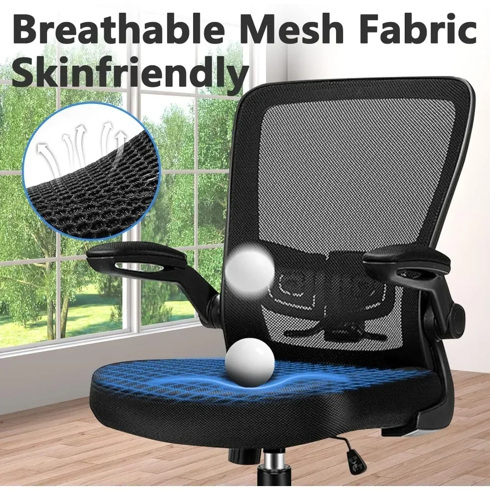 adjustable ergonomic mesh swivel chair with flip-up armrests for home office use