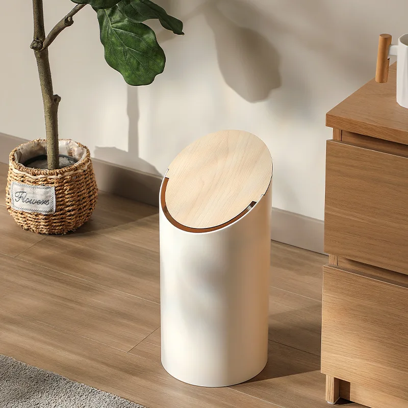 나무 뚜껑 쓰레기통 9L 화장실 쓰레기통 가정용 재활용 쓰레기통 북유럽 홈 장식 욕실 사무실 쓰레기통