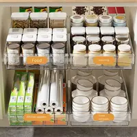 A11E-ลิ้นชักแบบยืดหดได้ รางเลื่อนโปร่งใส ชั้นวางของในครัว กล่องเก็บของแบบเคลื่อนย้ายได้ ตะกร้าเก็บของ กล่องเก็บของ 5