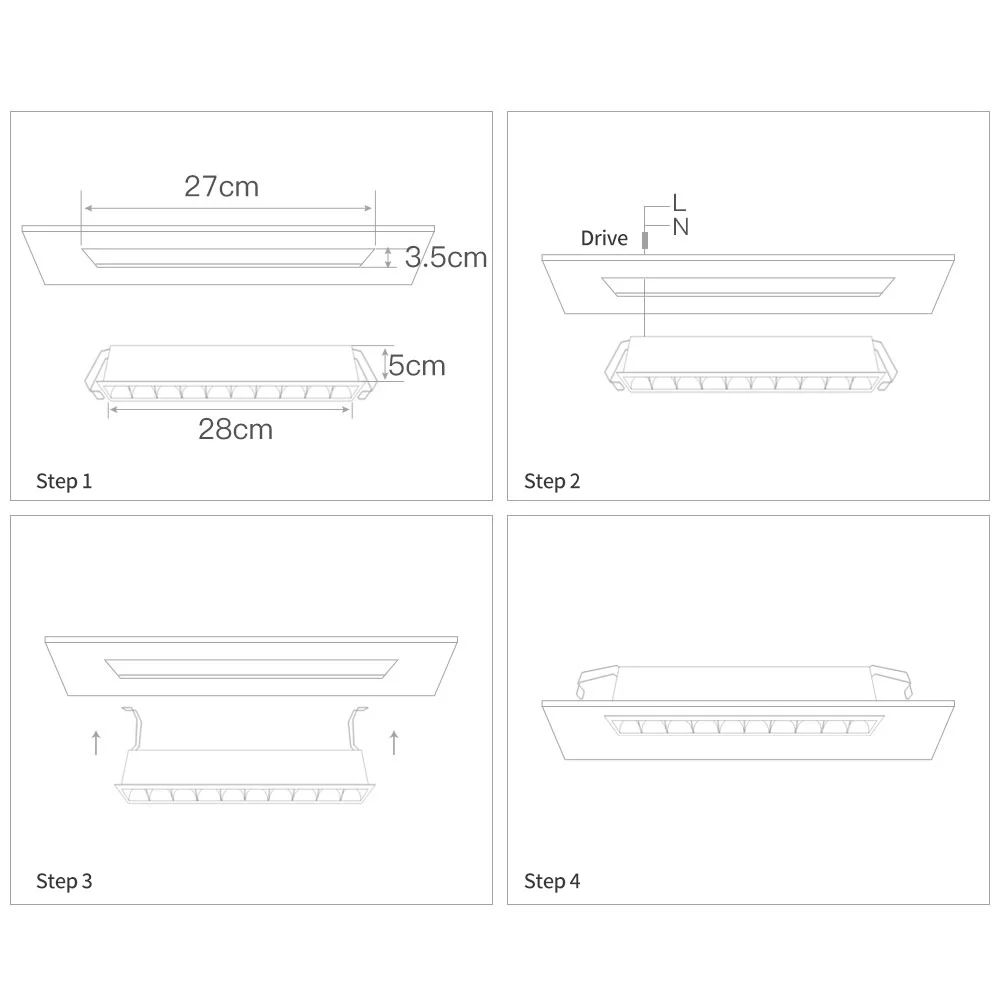 COOJUN LED Spotlight Recessed Rectangle Line Grille Lights Ceiling Lamp 5W 10W 15W AC110~240V Downlight For Home Shop Decor