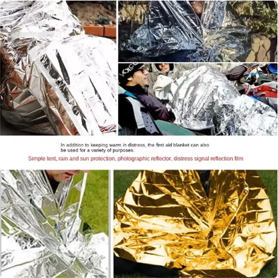 Gold Silver Emergency And Survival Foil Thermal Space Blanket Camping Blankets Outdoors Hiking Marathons All Weather Condition