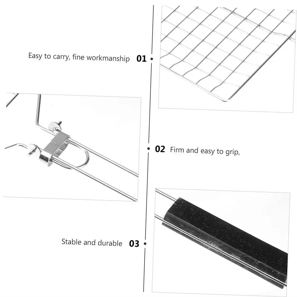 Durable Stainless Steel BBQ Mesh Non Stick With Handle Grill Mesh Mat Fold Barbecue Tool Picnic