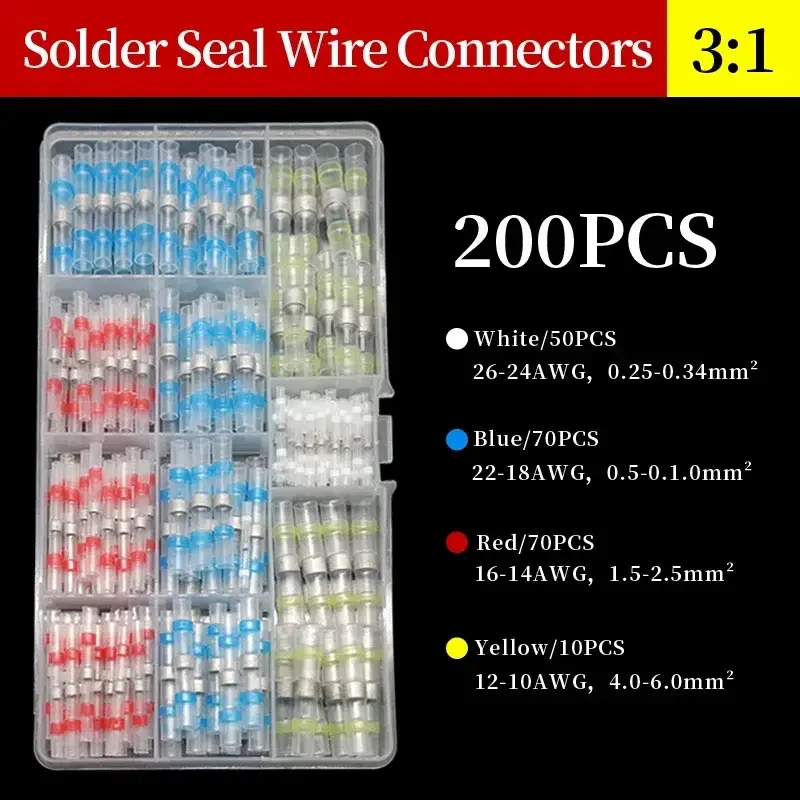 50~500Pcs Boxed Solder Seal Wire Connectors 3:1 Heat Shrink Insulated Electrical Wire Terminals Butt Splice Connector Waterproof - Image 9