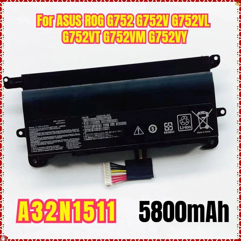 A32N1511 Laptop Battery for ASUS ROG G752 G752V G752VL G752VT G752VM G752VY G752VS GFX72J GFX72VT6700 GFX72VY6820 G752VL-1A 2A
