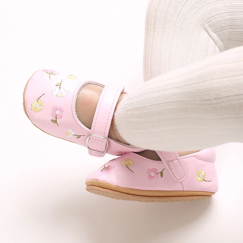 Cute Baby Girl Princess Shoes Baby Embroidered Rubber Soled Non-slip Footwear Crib Shoes 6
