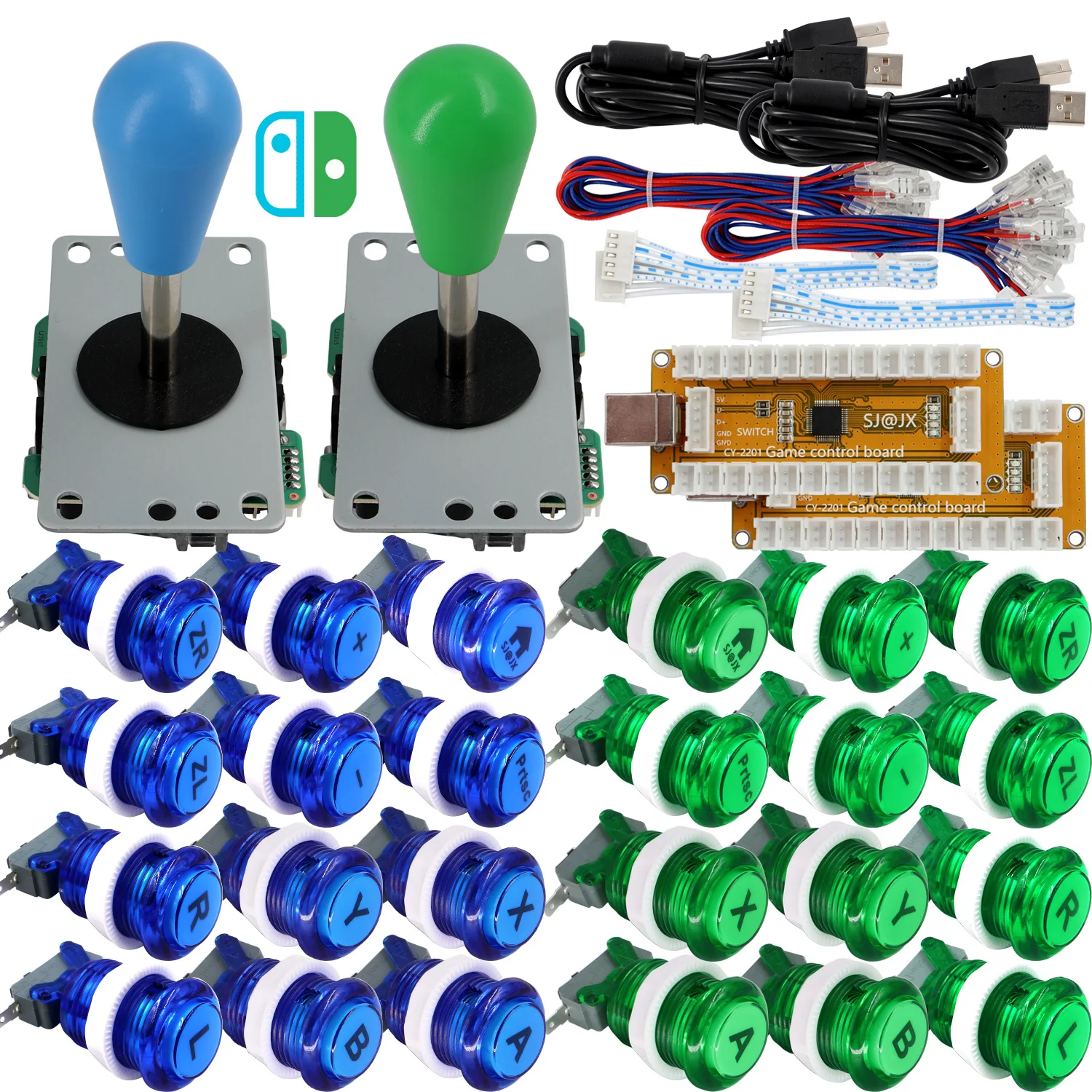 

Игровой контроллер SJ @ JX, USB кодировщик, 2 игрока, геймпад, микропереключатель, джойстик для Nintendo Switch PS3 Raspberry 2201H