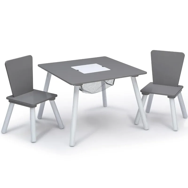 4-Piece Toddler Playroom Set Grey/White