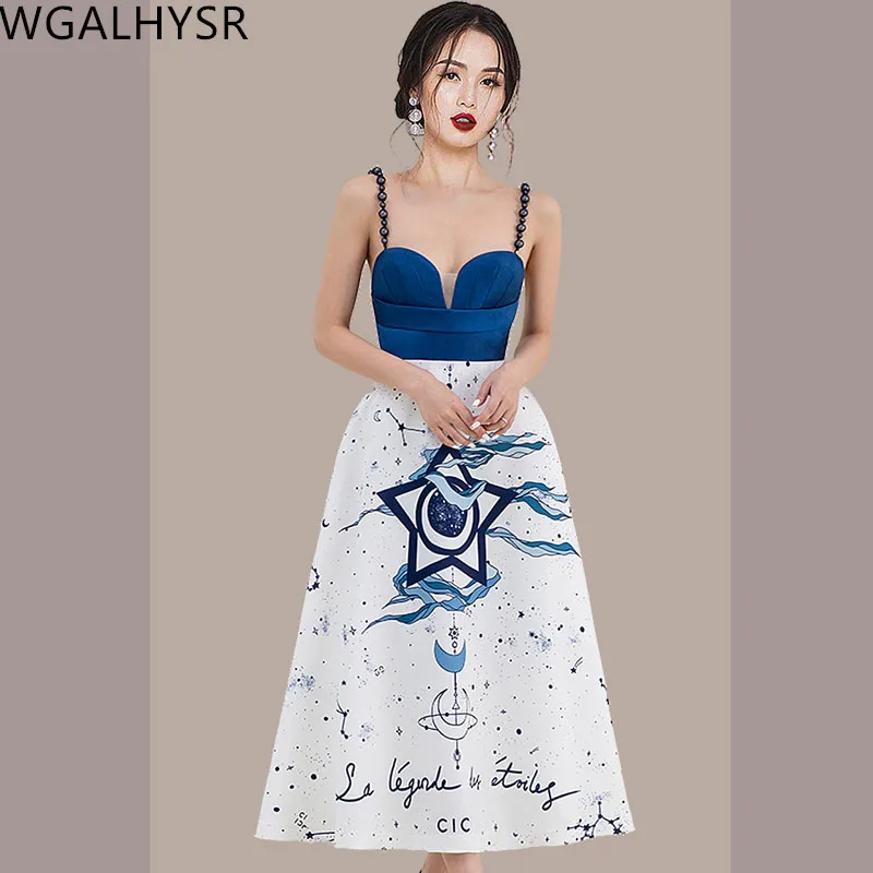 

Spring 2022 New Korean Design Sensuality Sling Dresses Ladies Sexy Spaghetti Beading Strap Dress Vestidos