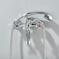 ก๊อกผสมอ่างอาบน้ำโครเมียมพร้อมฝักบัว ก๊อกอ่างอาบน้ำแบบยาว ก๊อกผสมอ่างอาบน้ำแบบสองมือจับ วาล์วผสมฝักบัวอ่างอาบน้ำ ก๊อกน้ำห้องน้ำในครัวเรือน 3