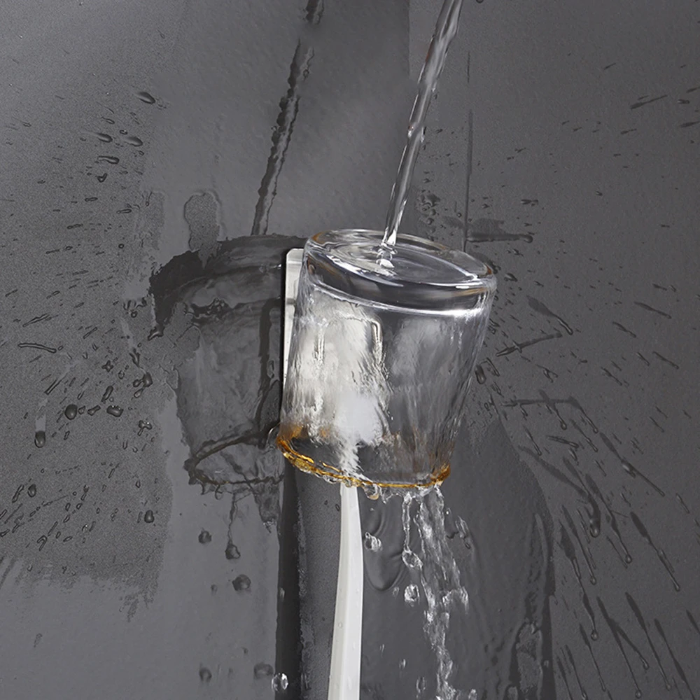 1pc 304 Stainless Steel Perforation-Free Toothbrush And Washing Cup Wall Hook Suitable For Kitchen Bathroom Storage