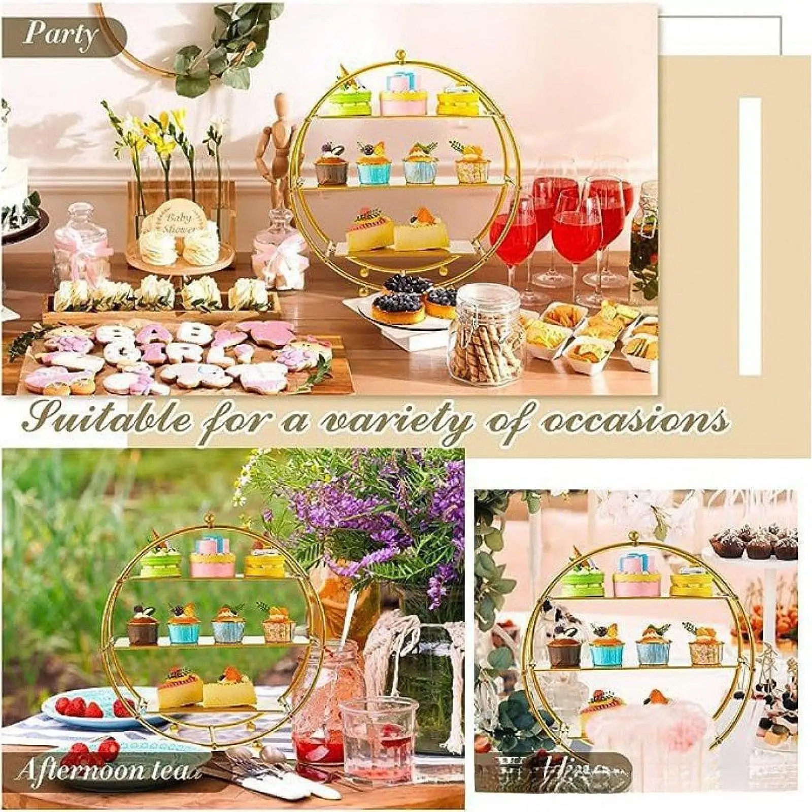3-Layer Cupcake Stand Layered Serving Tray Cake Stand Dessert For Afternoon Tea Food Meal Plate Dessert Desk