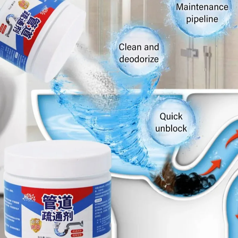 Pipeline Dredge Agent Pipe Unclogger Strong Dissolving Agent For Clearing Hair Toilet Odor and Floor Drain Blockage