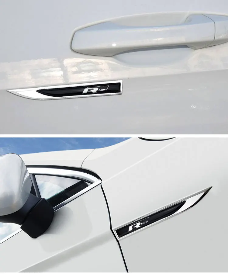2pcs 3D Metal Rline R line Logo Car Fender Side Wing Emblem Badge Sticker  For VW Golf 7 MK7 Golf 6 MK6 Tiguan Polo CC Jetta