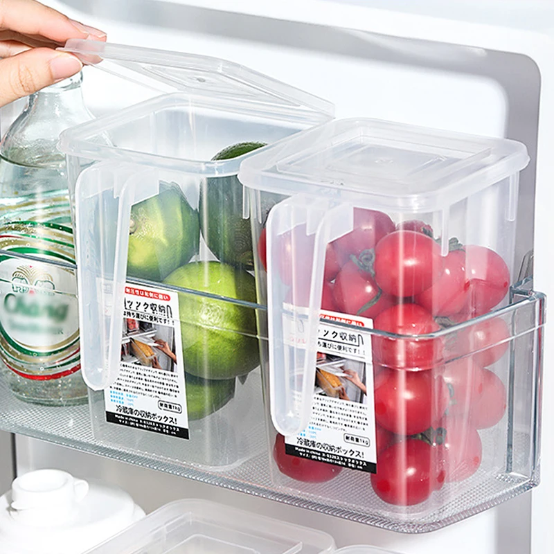 1-6Pcs Refrigerator Storage Box Fridge Side Door Food Fresh Boxes Bins With Handle For Fruit Vegetable Home Kitchen Organizer