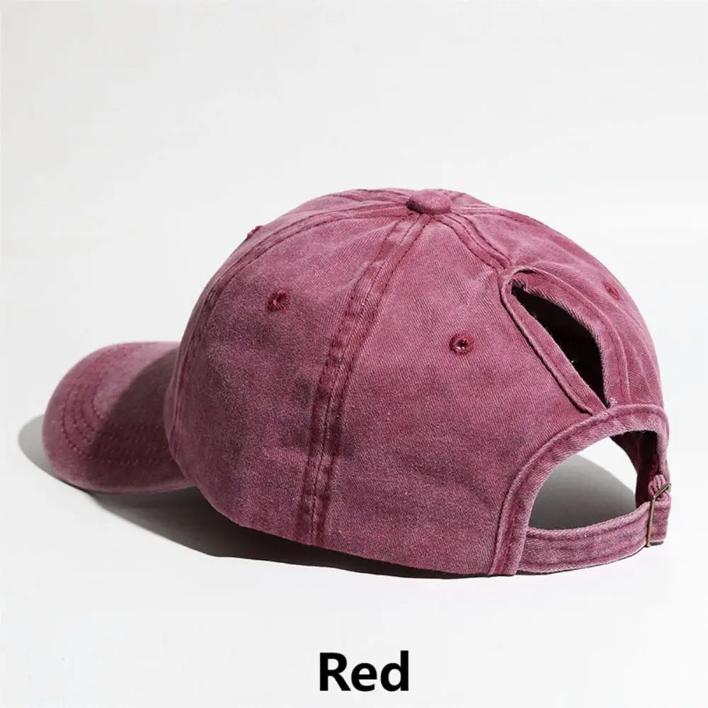 Ashen Fane Women's Washed Cotton Ponytail Baseball Cap – Unstructured Low Profile Hat, Orange - View #9