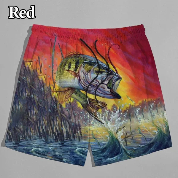Men\'s Fashion Casual 3D Printed Fish Shorts Hobby Carp Shorts Fishing Shorts