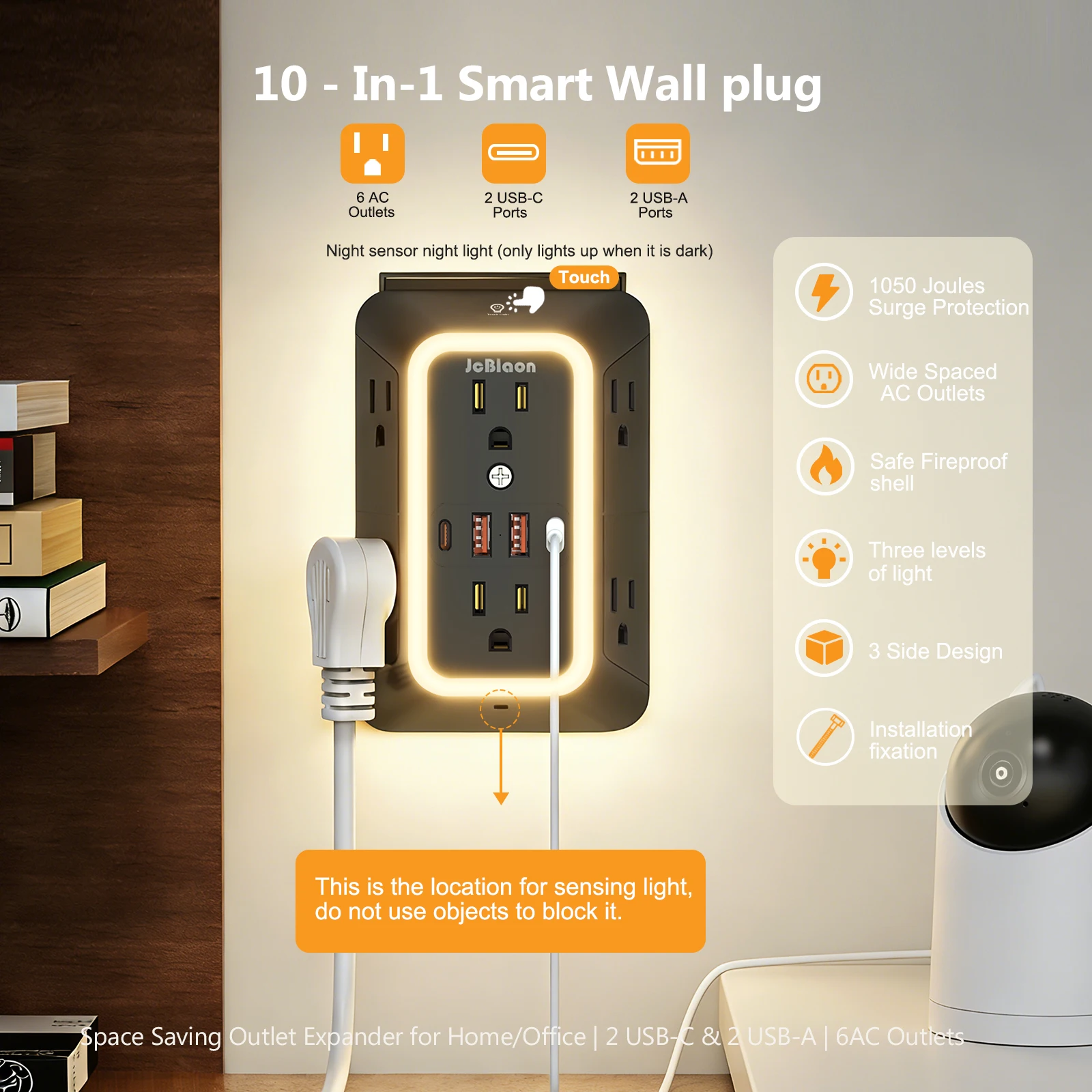 Wall Outlet Extender with USB Ports