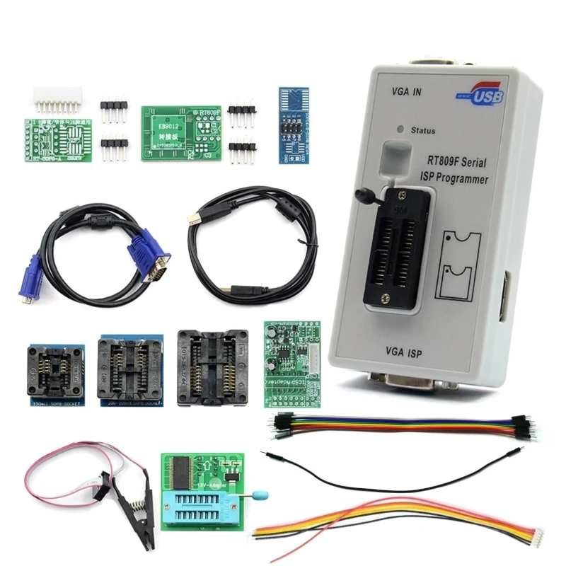 

RT809F ISP программатор, инструменты для ремонта ЖК-дисплея USB с адаптером 1,8 В, тестовый зажим Sop8, Прямая поставка