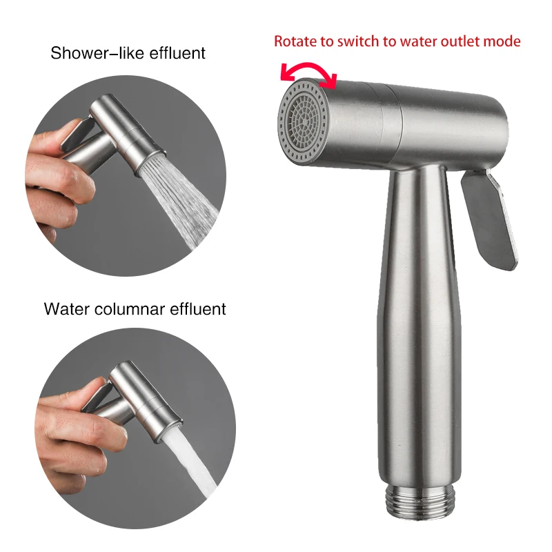 

ULA Bidet Faucet Head Stainless Steel Single Cold Water Brushed 2 Water Mode Portable Bidet Sprayer Head Bathroom Accessories