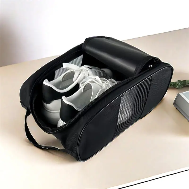 Portable Cloth Football Boot Bag Breathable Lightweight Golf Shoe Bag With Zipper Dustproof Shoe Carrier Bag Unisex Easy Storage