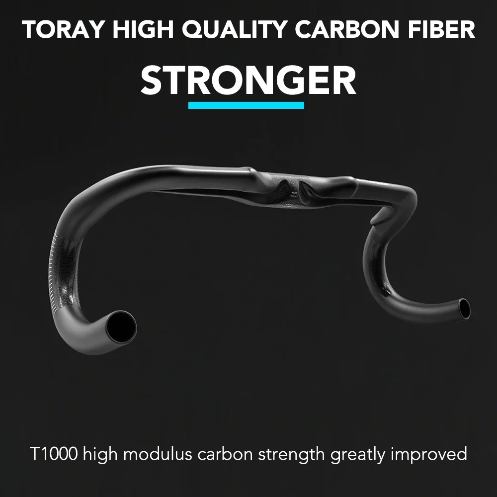 Guidon Gravel Carbone 340/360/380mm - Routage Interne, Pour Route, Cyclocross, VTT - Garantie 3 Ans