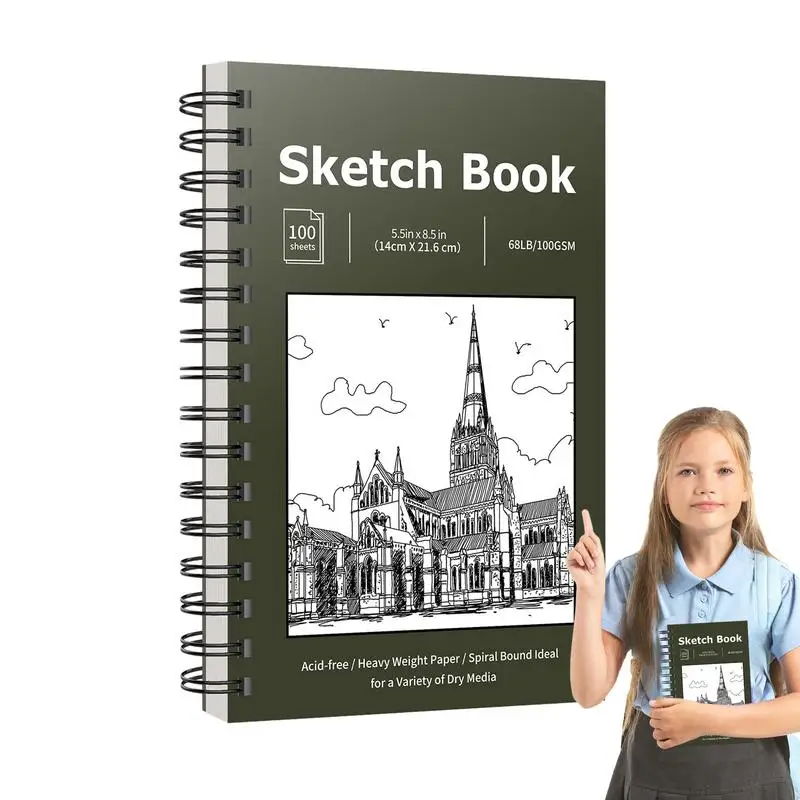 

Spiral Bound Art Sketchbook 100 Sheets Artist Sketching Drawing Pad Acid Free Sketch Paper 5.5 X 8.5 Inch Sketchbook For