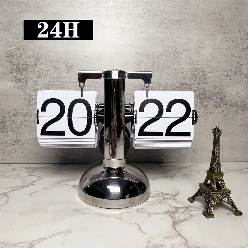 12/24h Vintage Automatically Flip Down Clock Page Table Clock Office Flip Digital Desktop Office Room Home Decor