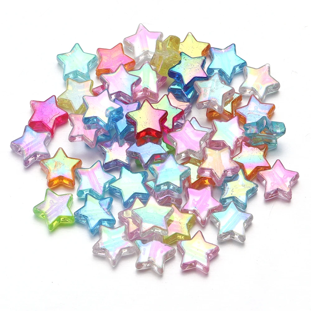100pcs AB Color Acrylic Star Beads for DIY Jewelry and Crafting