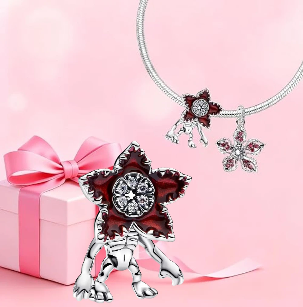 Charm Bracelet 925 Sterling Silver Adjustable 2026 Trending Red Monster Flower