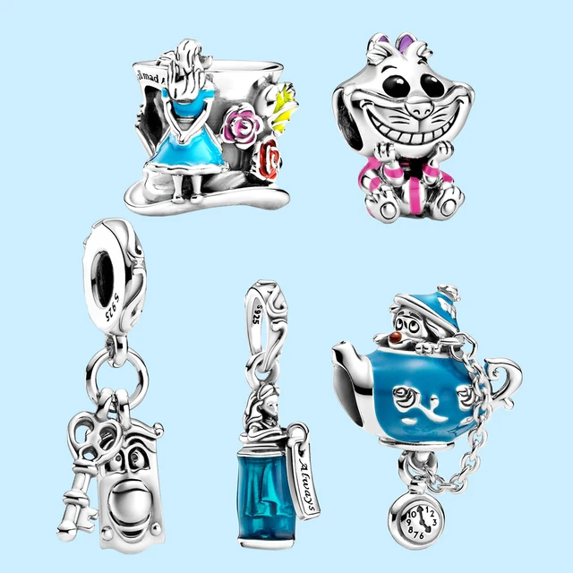 Pandora Alice in Wonderland Birthday Party Teapot,Cheshire Cat,Mad Hatter  Tea Party Charm For Womens