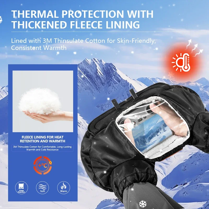 DJI Remote Controller Warm Gloves Winter Cold Pilot Gloves for DJI Air 3S/Mini 3/4 Pro/Air 2S/Mavic 3 Pro/Avata 2/FPV/Neo Drone Fpv Camera