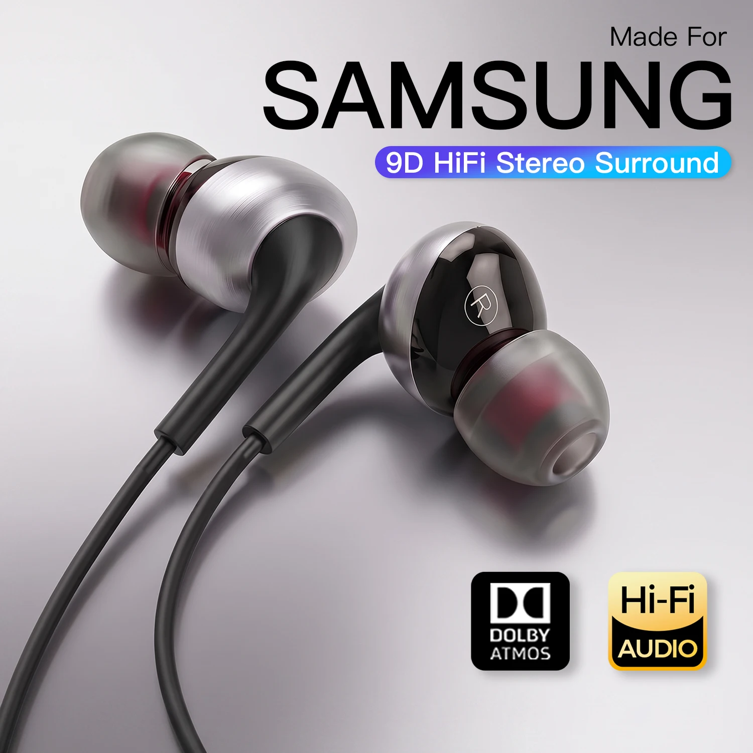 Premium Wired USB-C In-Ear Headphones with 9D HiFi Stereo Sound