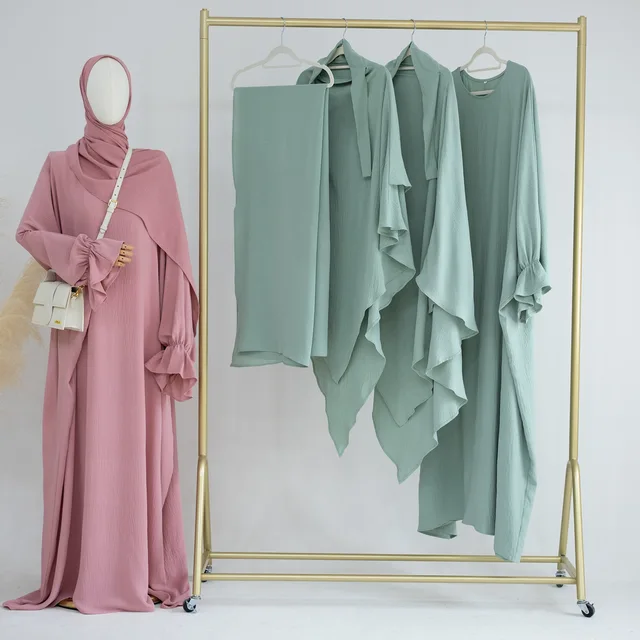 Fashion 2 pieces set Muslim Robe abaya syari Oversized Loose Soft Dress 1 Fashion 2 pieces set Muslim Robe abaya syari Oversized Loose Soft Dress 1