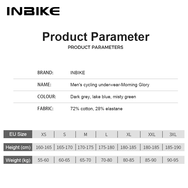INBIKE-Breathable Cycling Shorts for Men 3D Gel Pad Shockproof Bicycle Underpant MTB Road Bike Underwear