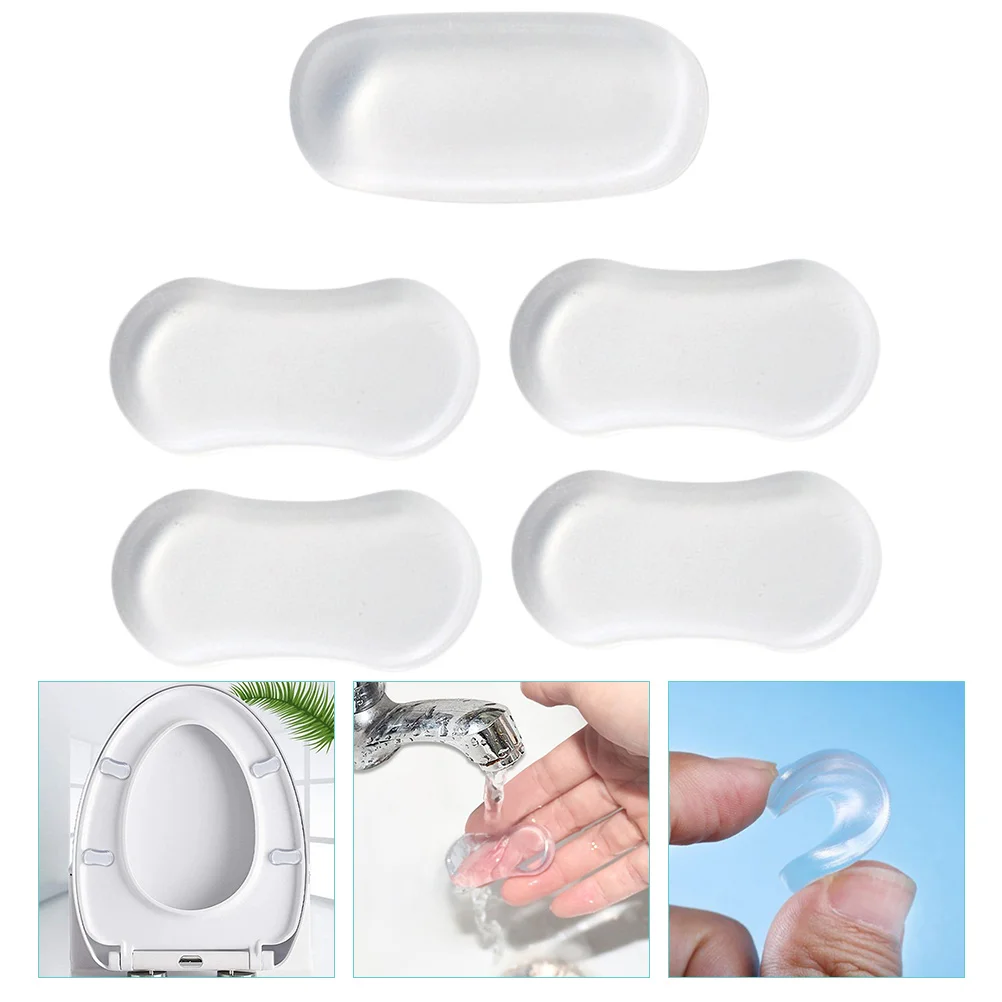 

5 Pcs Toilet Lid Anti-Vibration Pad Clear Bumpers for Cabinets Door Stoppers Clean Silica Gel Drawer Seat Transparent