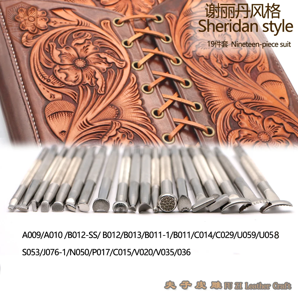 Leather carving Hand Working Saddle Making Tools engraving Craft Set 1Set(19pcs) Leather Printing Leathercraft Tools