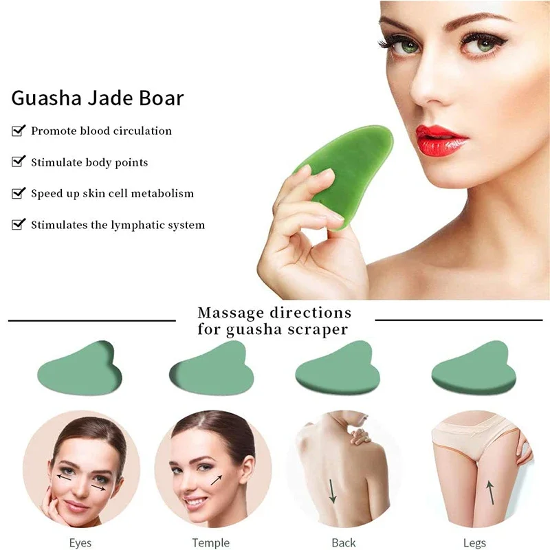 Roller Massager for Face Natural Jade Stone Facial Natural Scraper Face Lifting Gua Sha Body Back Slimming Massage Roller