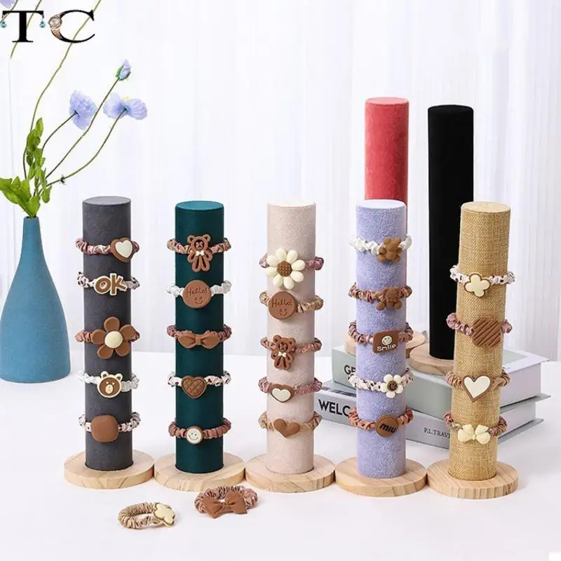 Wood Suede Raised Bracelet Bracelet Display Stand Hair Band Hair Rope Storage Display Stand Bracelet Watch Display Stand