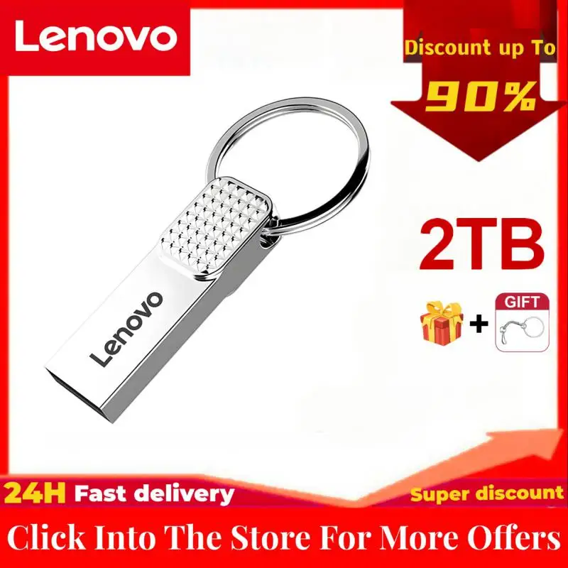 Lenovo 2Tb Usb Flash Drives Mini Metal Real Capacity Memory Stick Black Pen Drive Regalo Aziendale Creativo Silver Storage U Disk
