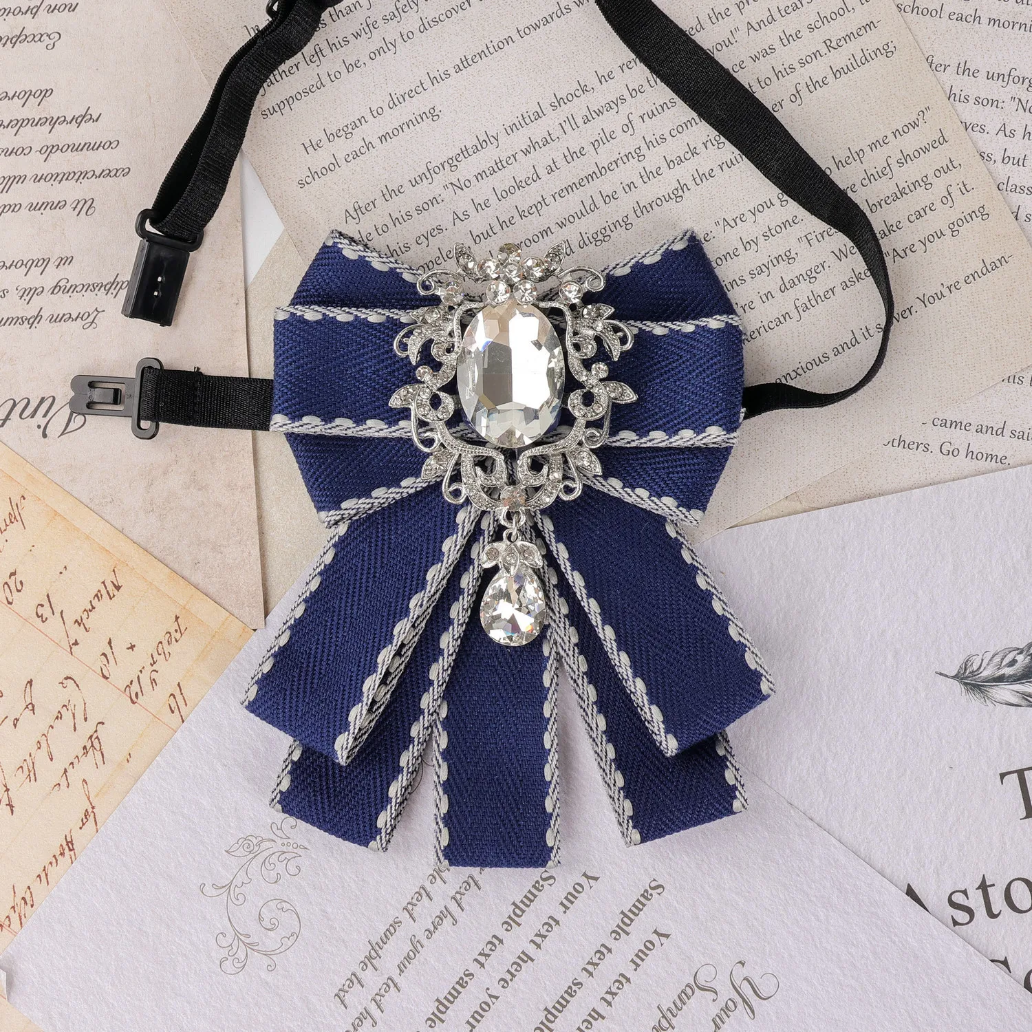 Neue Elegante Koreanische Damen-Schleife, Herren Schwarze Strass-Hemdkragen-Schleife, Mädchen Modische Fliege, Hochzeits- und Party-Krawatte – Detail 9
