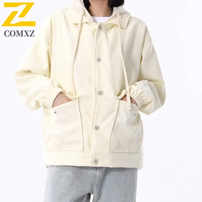 COMXZ 2025 New Unisex Corduroy Cotton Baseball Jacket Academy-Style Winter Coat Thickened Warm Versatile Solid Color windbreaker