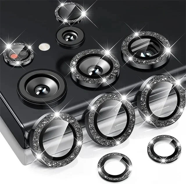 Glitter Camera Screen Protector with Back Lens Ring Cap