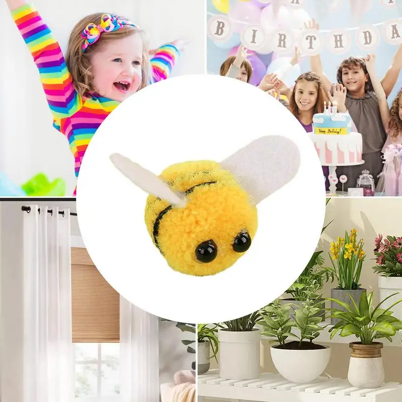 Felt Bees For Crafts 50PCS Felt Bee Plush Fake Bees For Baby Shower Decorations Clothing Hat Bee Themed Party Decoration Costume