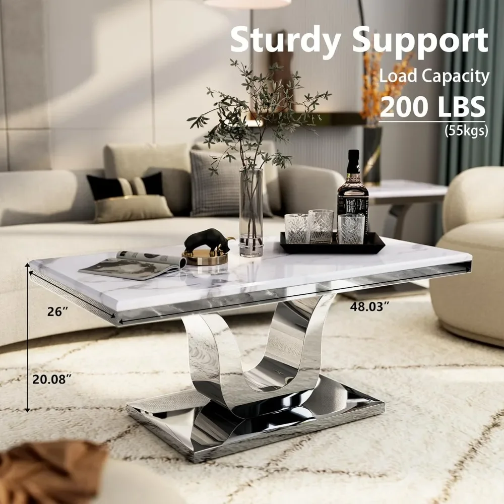 Modern Coffee Table, Rectangular Living Room Coffee Table, 48 Inch, Living Room, Lobby, Reception Room Coffee Table 2