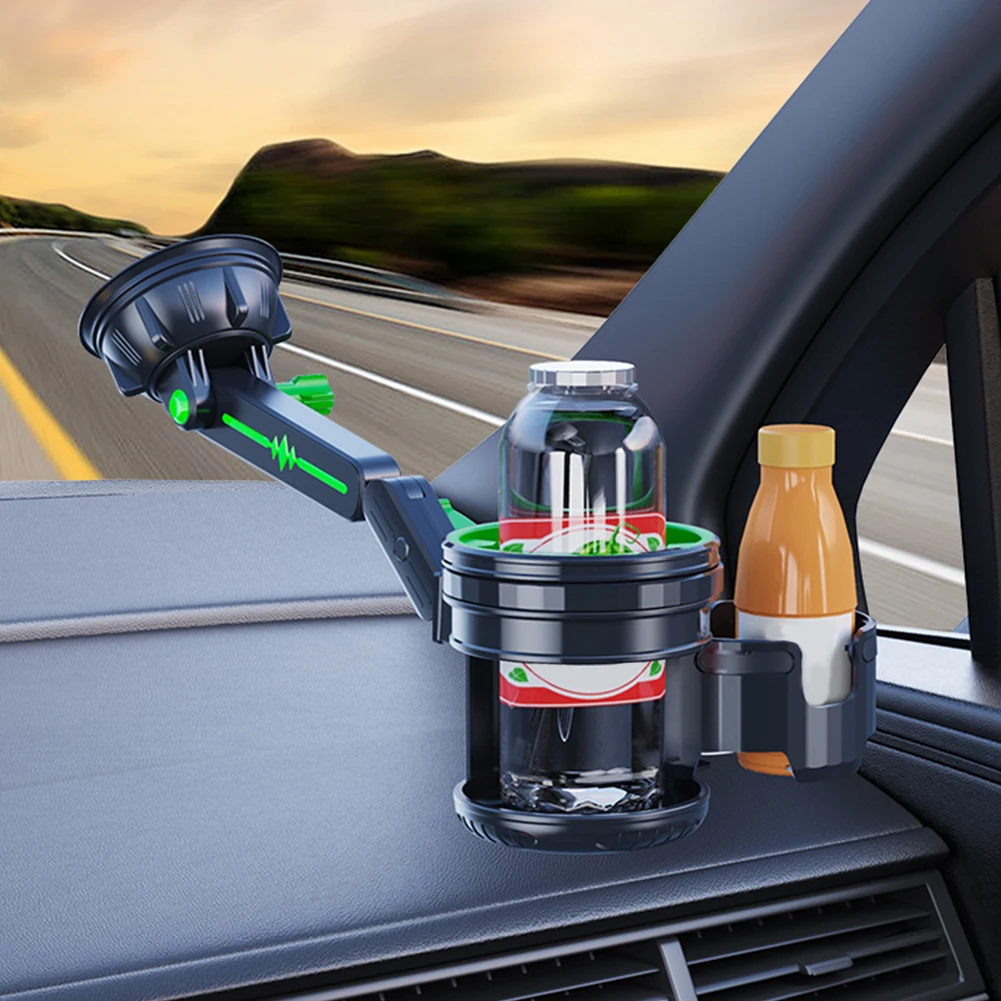 2-in-1 Suction Car Cup Holder Rotatable Vehicle Mounted Cup Holder No-Slip Multifunctional Dual Cup Holder Car Accessories