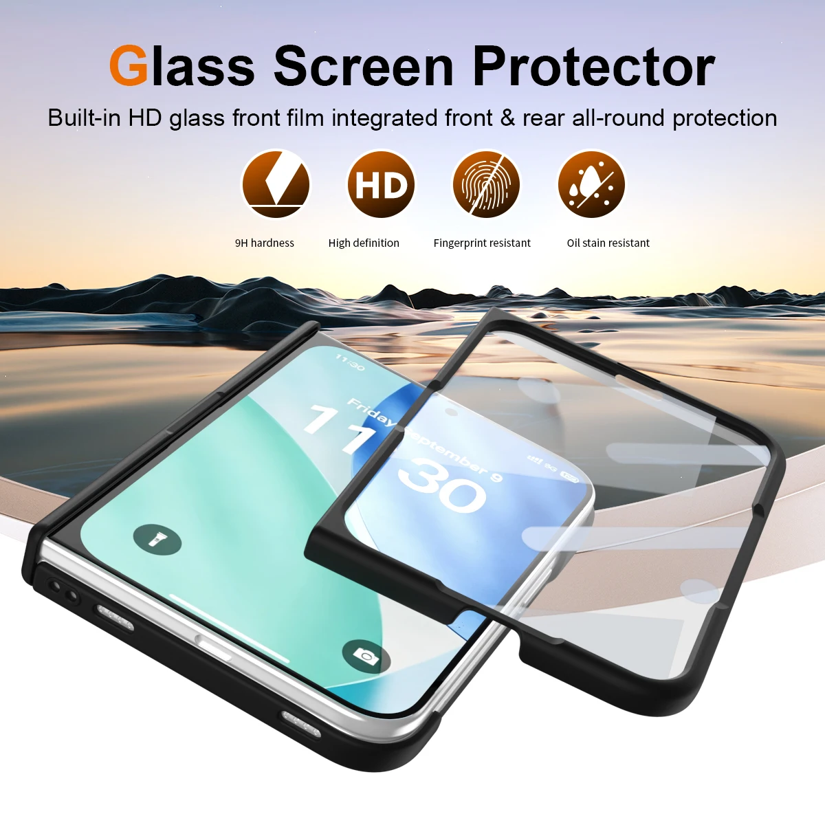Magnetic Duo Fold Shockproof Case with Screen Protector and Hinge Guard