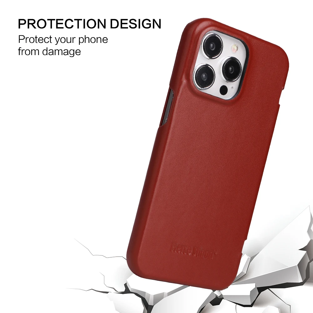 Luxury Genuine Leather Flip Case with Wireless Charging Functionality