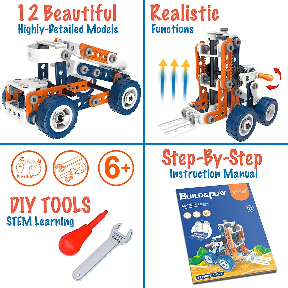 Brastoy Building Blocks 152 Parts Learning Set Children's STEM Toy For Children — view 6